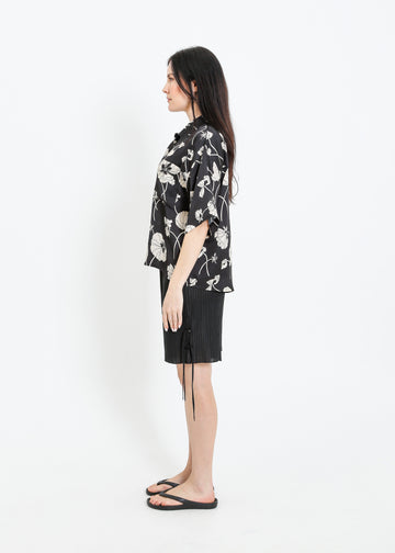 LOVE SHIRT / FRAGILE BLOOMS - BLACK-CREAM