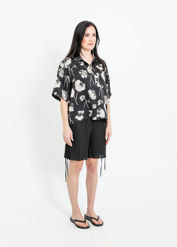 LOVE SHIRT / FRAGILE BLOOMS - BLACK-CREAM