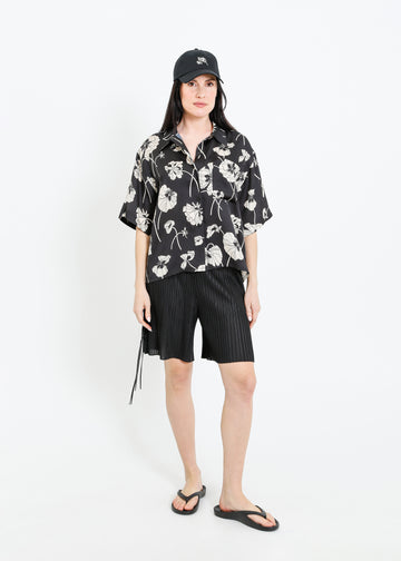 LOVE SHIRT / FRAGILE BLOOMS - BLACK-CREAM