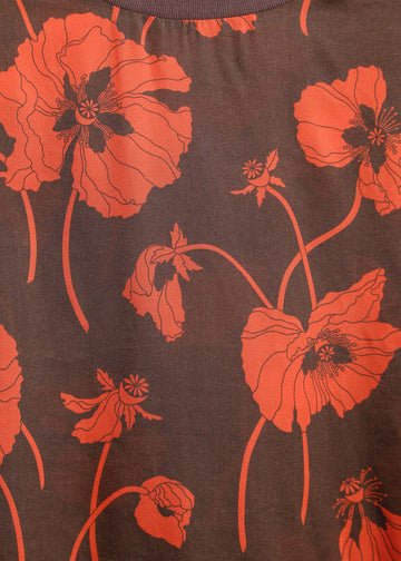 PIPER TEE / FRAGILE BLOOMS - CHOCOLATE-POPPY