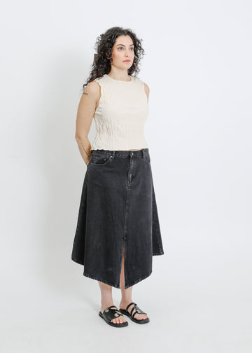 HUGH DENIM SKIRT / BLACK