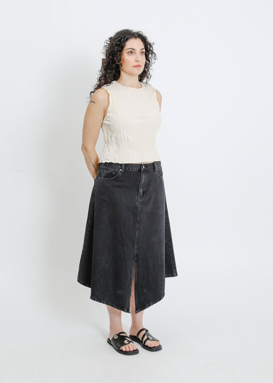 HUGH DENIM SKIRT / BLACK