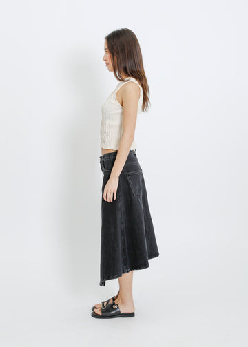 HUGH DENIM SKIRT / BLACK