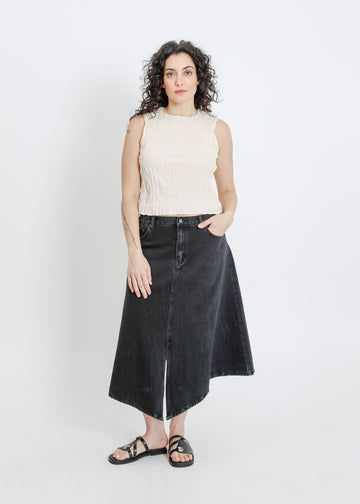 HUGH DENIM SKIRT / BLACK