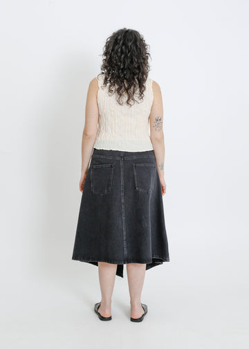 HUGH DENIM SKIRT / BLACK
