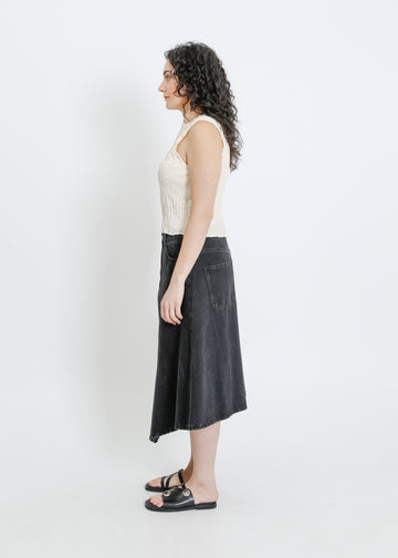 HUGH DENIM SKIRT / BLACK