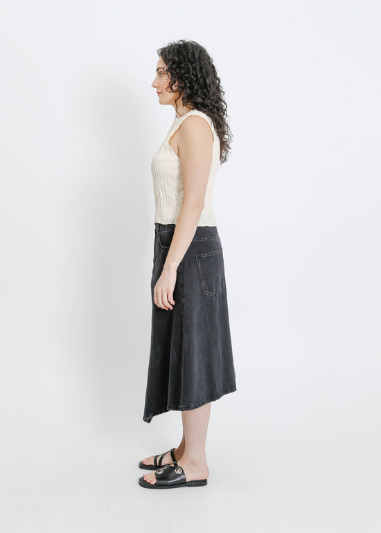 HUGH DENIM SKIRT / BLACK