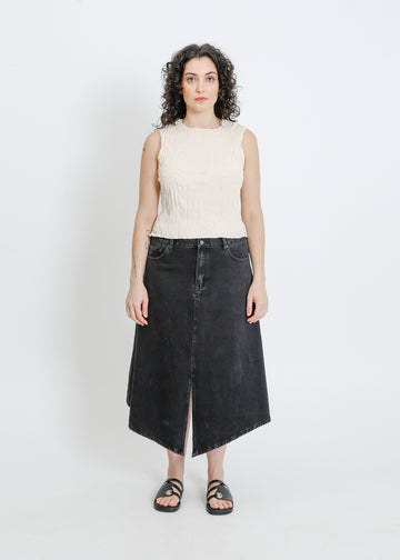 HUGH DENIM SKIRT / BLACK