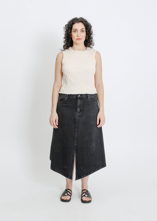 HUGH DENIM SKIRT / BLACK
