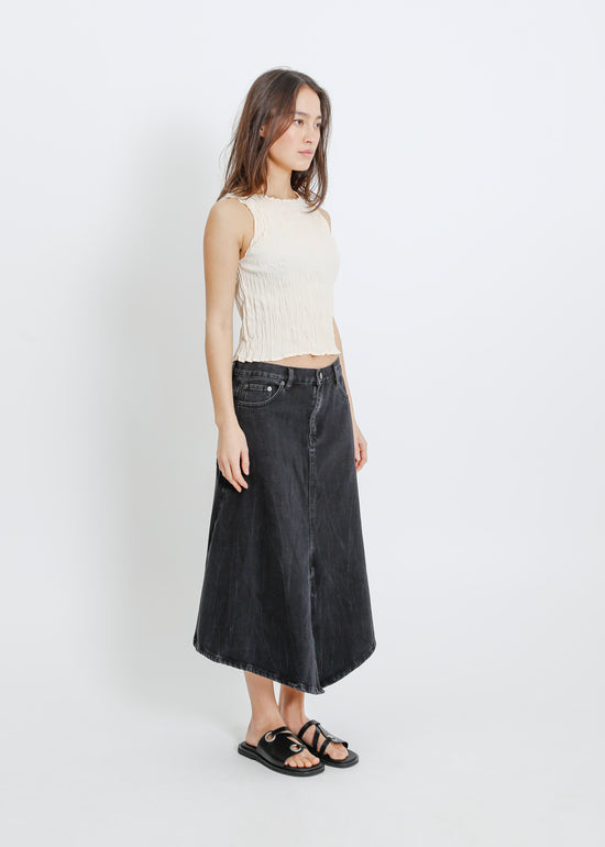 HUGH DENIM SKIRT / BLACK