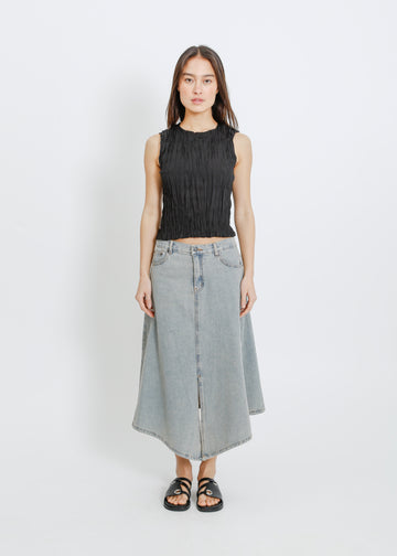 HUGH DENIM SKIRT / INDIGO BEIGE WASH