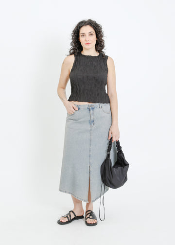 HUGH DENIM SKIRT / INDIGO BEIGE WASH
