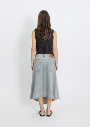 HUGH DENIM SKIRT / INDIGO BEIGE WASH