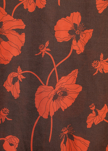 VAN SLIP SKIRT / FRAGILE BLOOMS - CHOCOLATE-POPPY