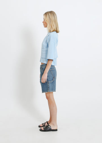 GARCIA DENIM SHORT / INDIGO GREEN WASH