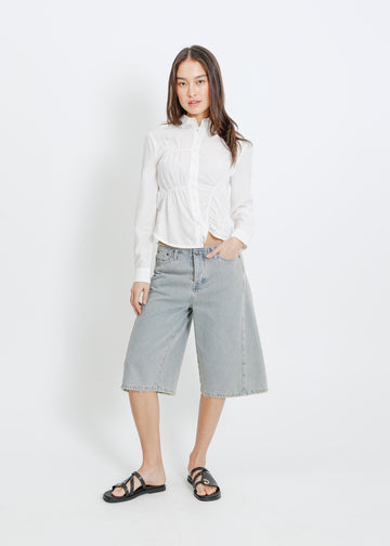 DARIO DENIM SHORT / INDIGO BEIGE WASH