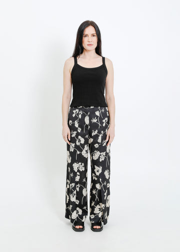 JACKSON PANT / FRAGILE BLOOMS - BLACK-CREAM