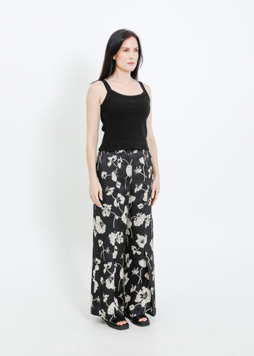 JACKSON PANT / FRAGILE BLOOMS - BLACK-CREAM
