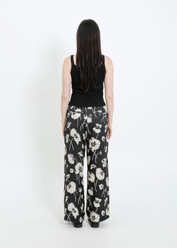 JACKSON PANT / FRAGILE BLOOMS - BLACK-CREAM