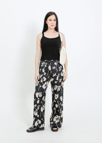 JACKSON PANT / FRAGILE BLOOMS - BLACK-CREAM