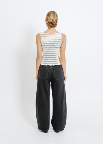 MARIANNA TOP / CREAM-BROWN-BLUE