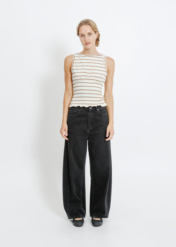 MARIANNA TOP / CREAM-BROWN-BLUE