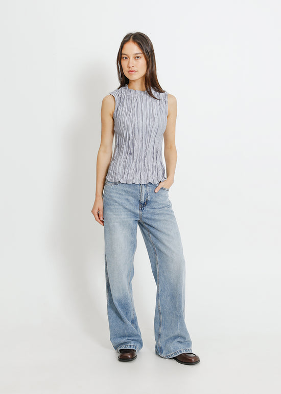 CLOVER PLEAT TOP / SILVER