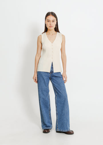 Leonie Pleat Vest / Cream