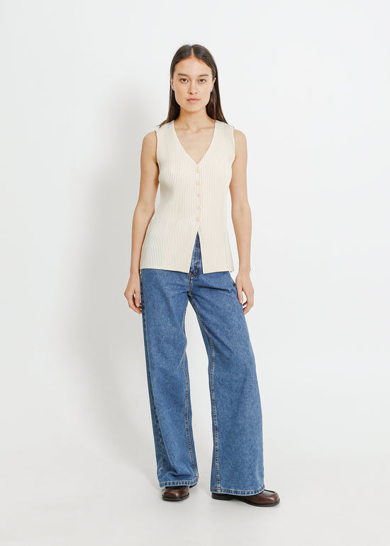 Leonie Pleat Vest / Cream