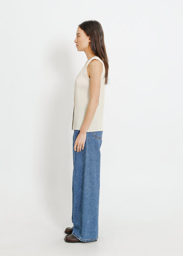 Leonie Pleat Vest / Cream