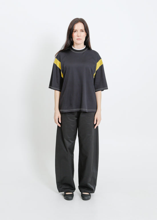 CASSIO OVERSIZE TEE / BLACK-CHARTREUSE