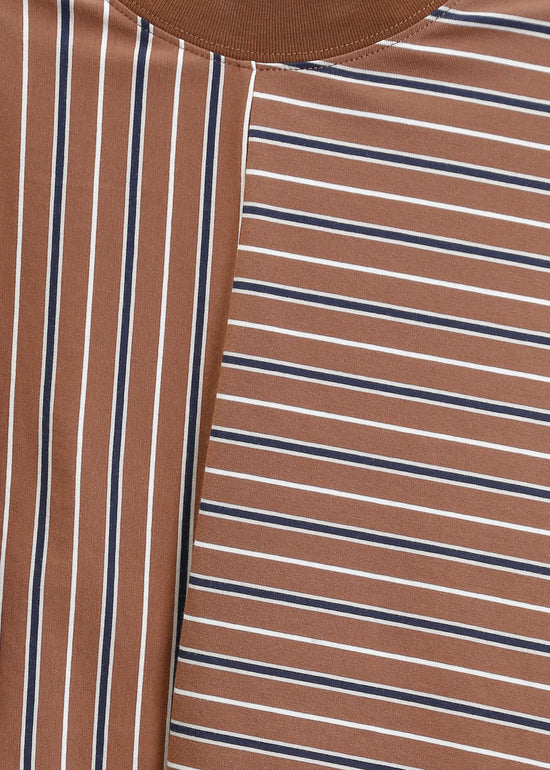 Amelia Twist Top / Brown-White-Navy