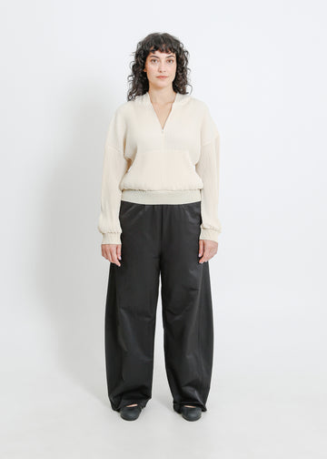 TARAN PLEAT HOODIE / CREAM