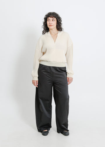 TARAN PLEAT HOODIE / CREAM