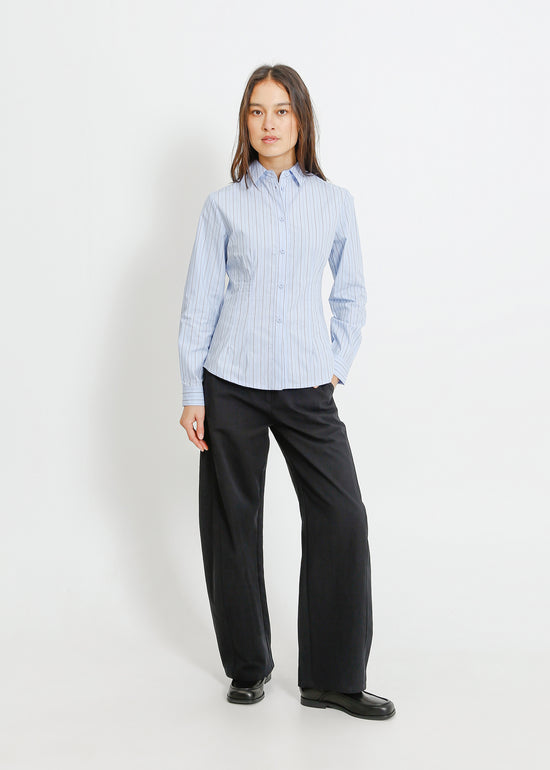 HANIYA SHIRT / BLUE-BEIGE