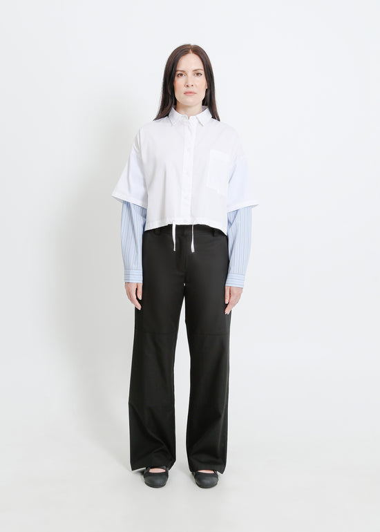 ADLINA SHIRT / WHITE-BLUE-BEIGE