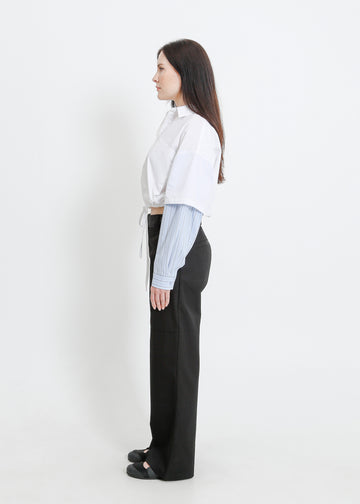 ADLINA SHIRT / WHITE-BLUE-BEIGE