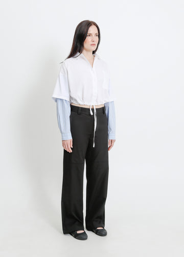 ADLINA SHIRT / WHITE-BLUE-BEIGE