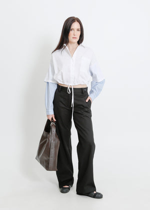ADLINA SHIRT / WHITE-BLUE-BEIGE