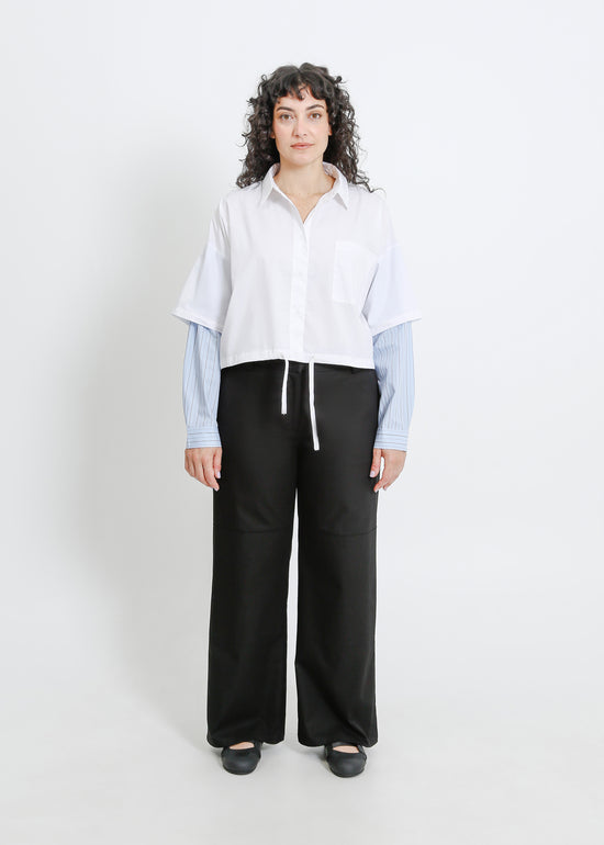 ADLINA SHIRT / WHITE-BLUE-BEIGE