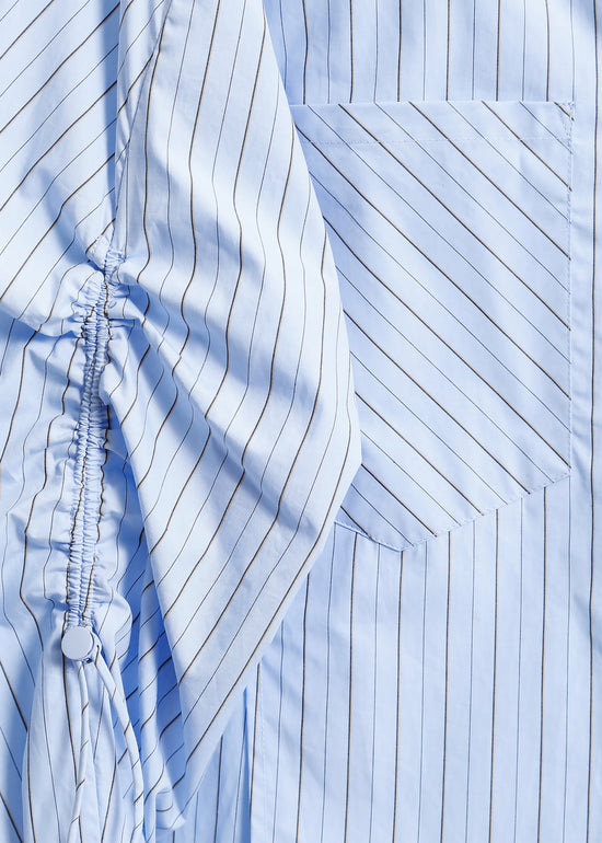 SATINE SHIRT / BLUE-BEIGE