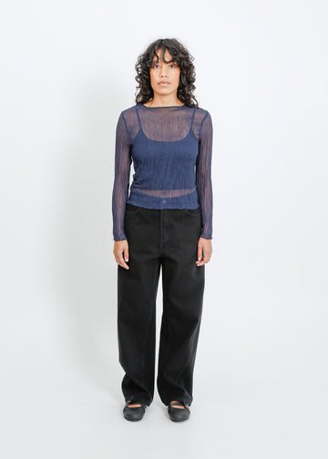 Shaun Pleat Top / Navy