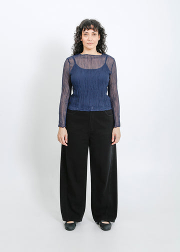 Shaun Pleat Top / Navy