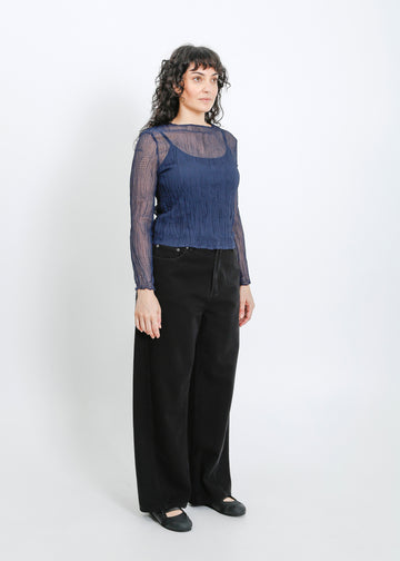 Shaun Pleat Top / Navy