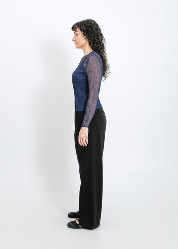 Shaun Pleat Top / Navy