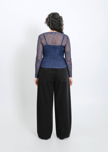 Shaun Pleat Top / Navy