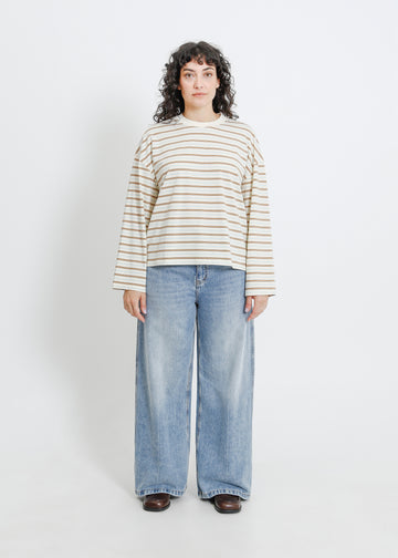 Weaver Long Sleeve Tee / Cream-Brown-Blue