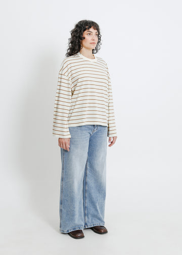 Weaver Long Sleeve Tee / Cream-Brown-Blue