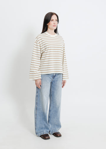 Weaver Long Sleeve Tee / Cream-Brown-Blue