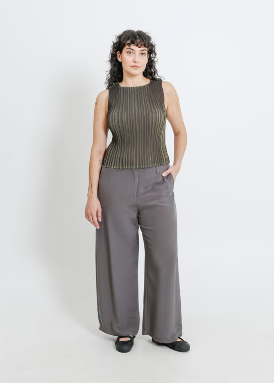 WINN PLEAT TOP / BLACK-CHARTREUSE